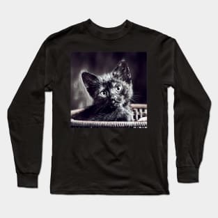 ART BLACK AND BLACK CAT Long Sleeve T-Shirt